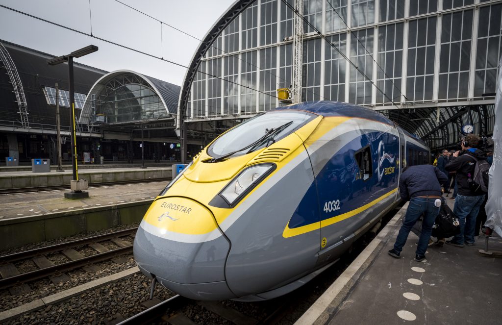 Eurostar high speed train Amsterdam Central station