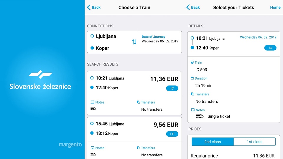 Slovenske zeleznice mobile application, source: Mykola Zasiadko