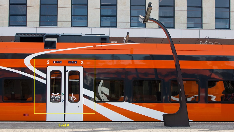 Elron train with bycicle sign, source: Elron