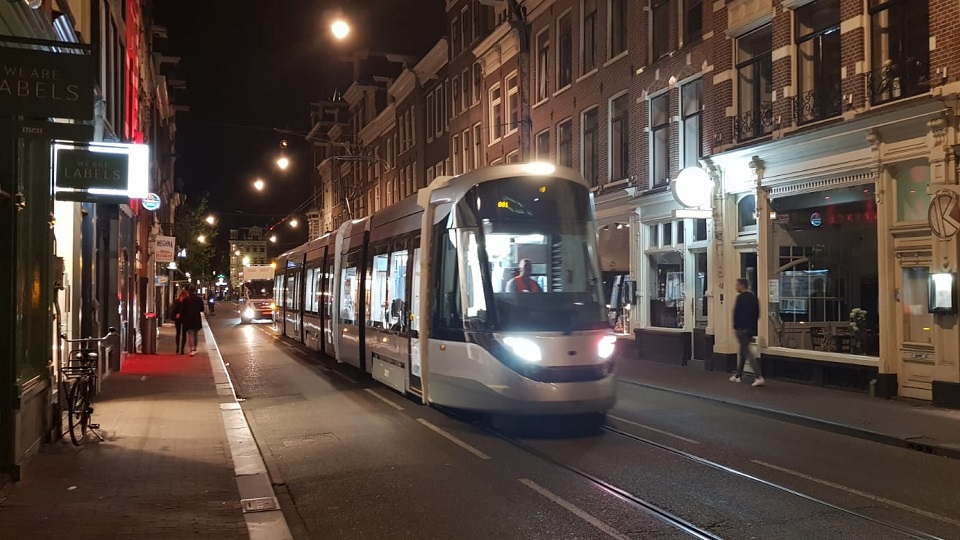 Night tests of Urbos tram in Amsterdam, source: GVB