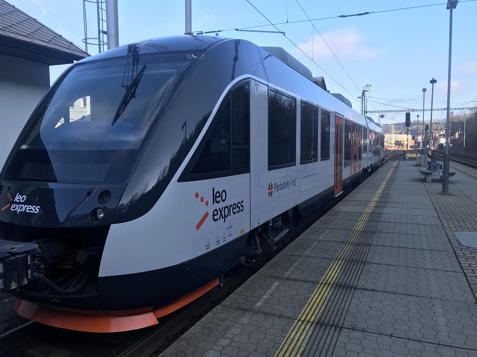 Leo Express diesel train for regional service in the Ústí nad Orlicí District