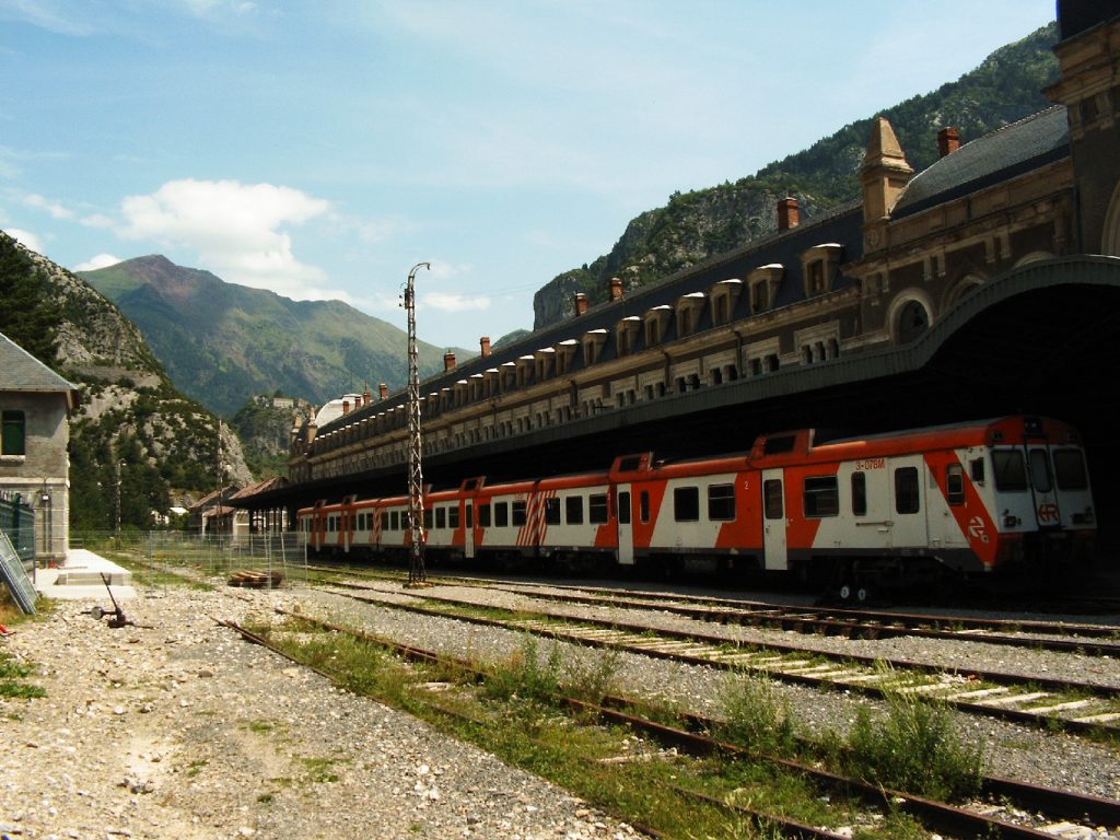 Train to Zaragoza at Canfranc station,