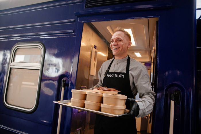 The food train can deliver ready-to-eat meals to Ukrainian cities that need it