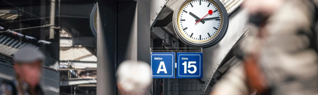 Clock in a Swiss train station